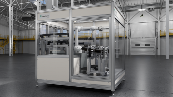 Bild 1: Demozelle für die automatisierte Flugzeugtürmontage | Quelle: Fraunhofer IWU