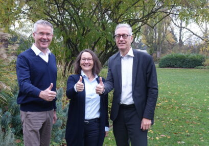 The president and presidents at the fall meeting of WGP, WiGeP and WGMHI in Kassel, November 9-11, 2022, (from left to right): Prof. Jens P. Wulfsberg, WGP; Prof. Kirsten Tracht, WGMHI; Prof. Dieter Krause, WiGeP; Source: WGP