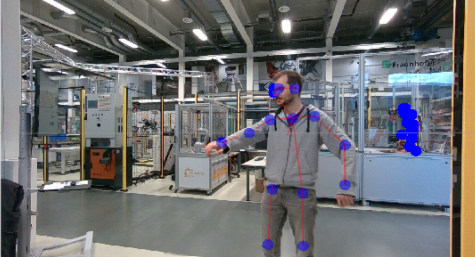 Robo-Dashcam erfasst die Position und die Aktivitäten von Personen im Bereich der Roboterzelle. Quelle: Fraunhofer IPA, Aulon Bajrami.